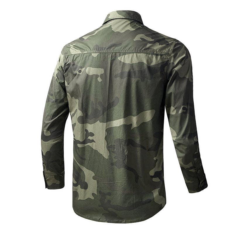 Ecovear - Wholesale Button Down Shirt - Men's - Outdoor Camo Cargo Lapel Long Sleeve Men Shirt6