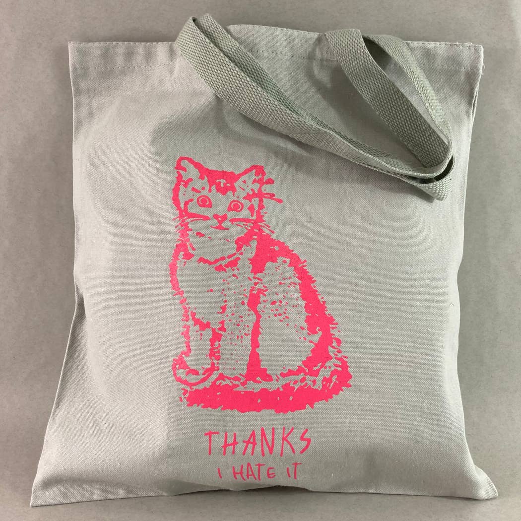Rx Letterpress - Vente Tote bag – unisexe - Merci, je le déteste | Cadeau pour les amateurs de chats | Sac à main amusant en toile11