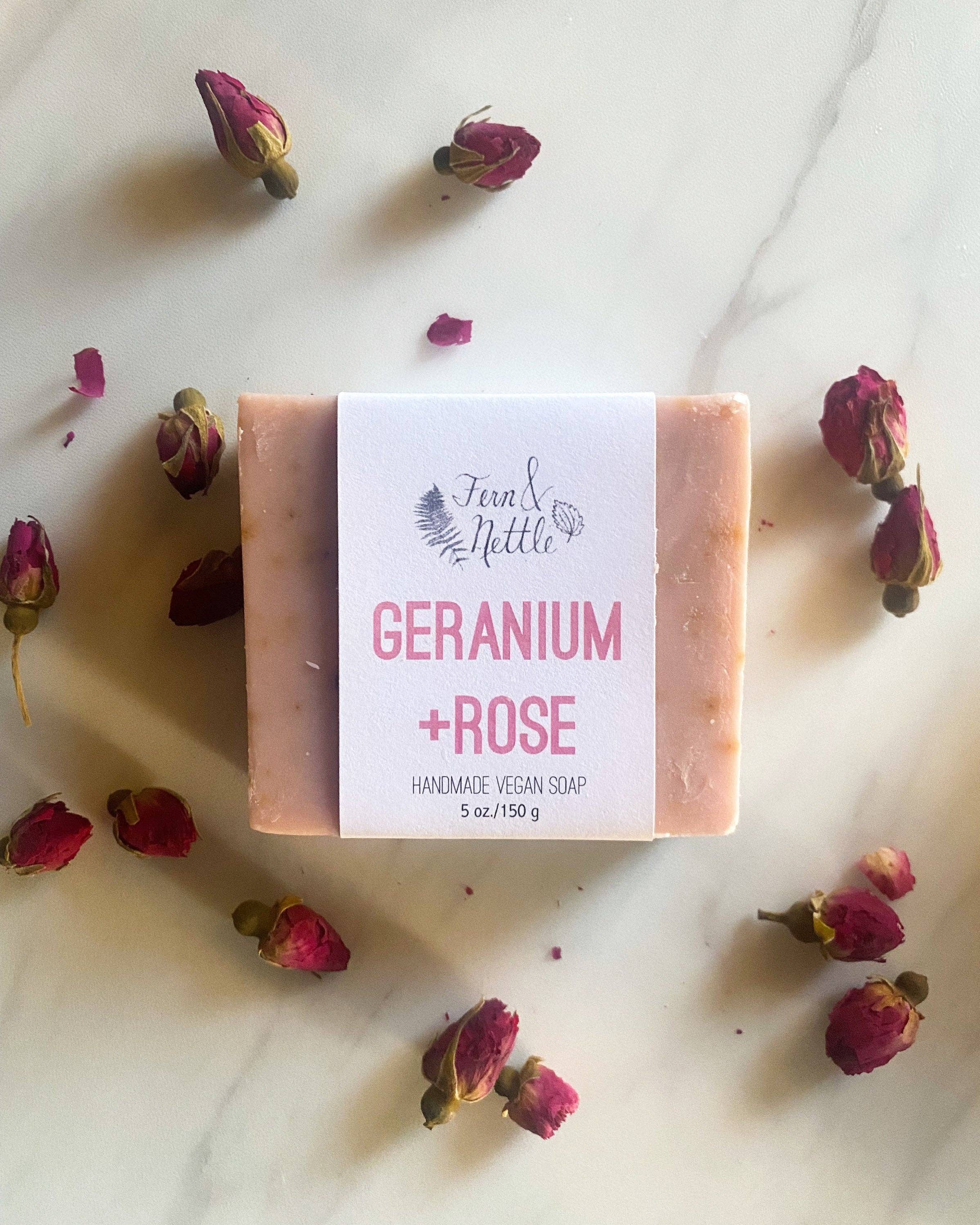Fern and Nettle - Wholesale Bar Soap - Geranium+Rose Vegan Cold-Process Soap2