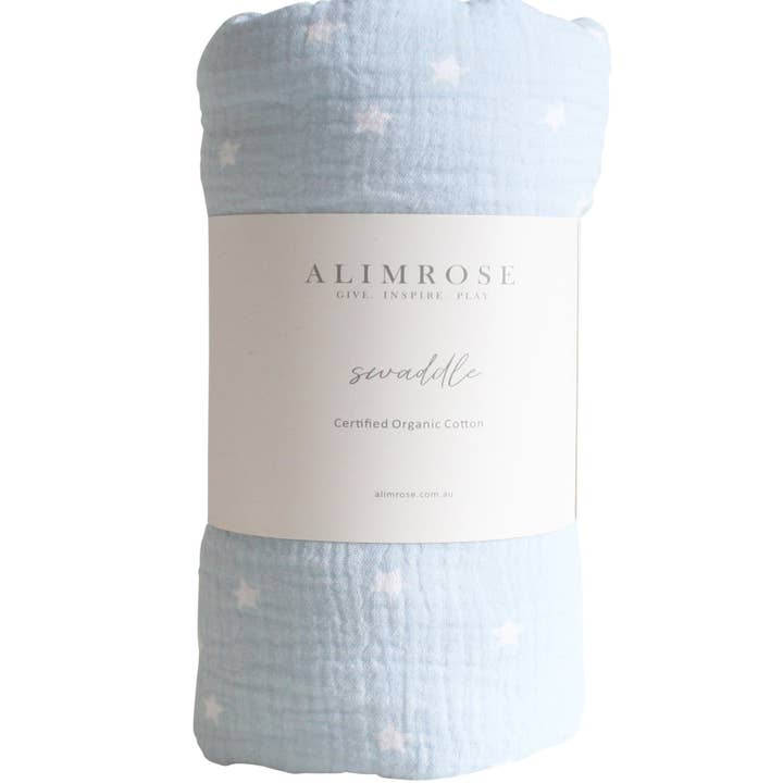 Alimrose - Wholesale Swaddle – Baby - Muslin Swaddle Starry Night - Baby Blue