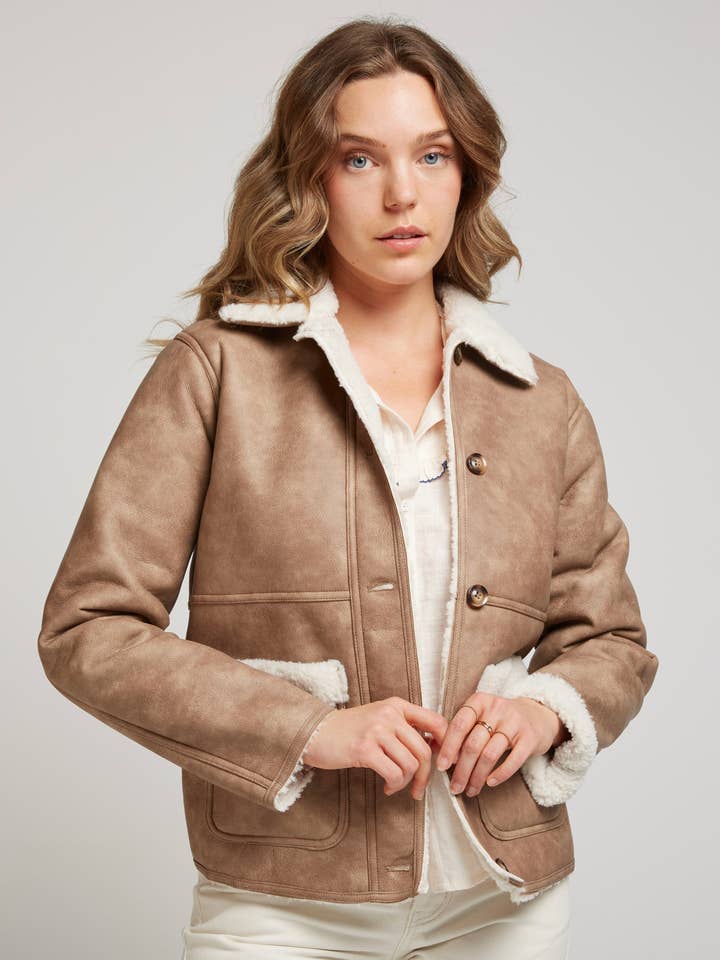 DIKSON - Lined jacket with aged leather effect for wholesale by Andy & Lucy