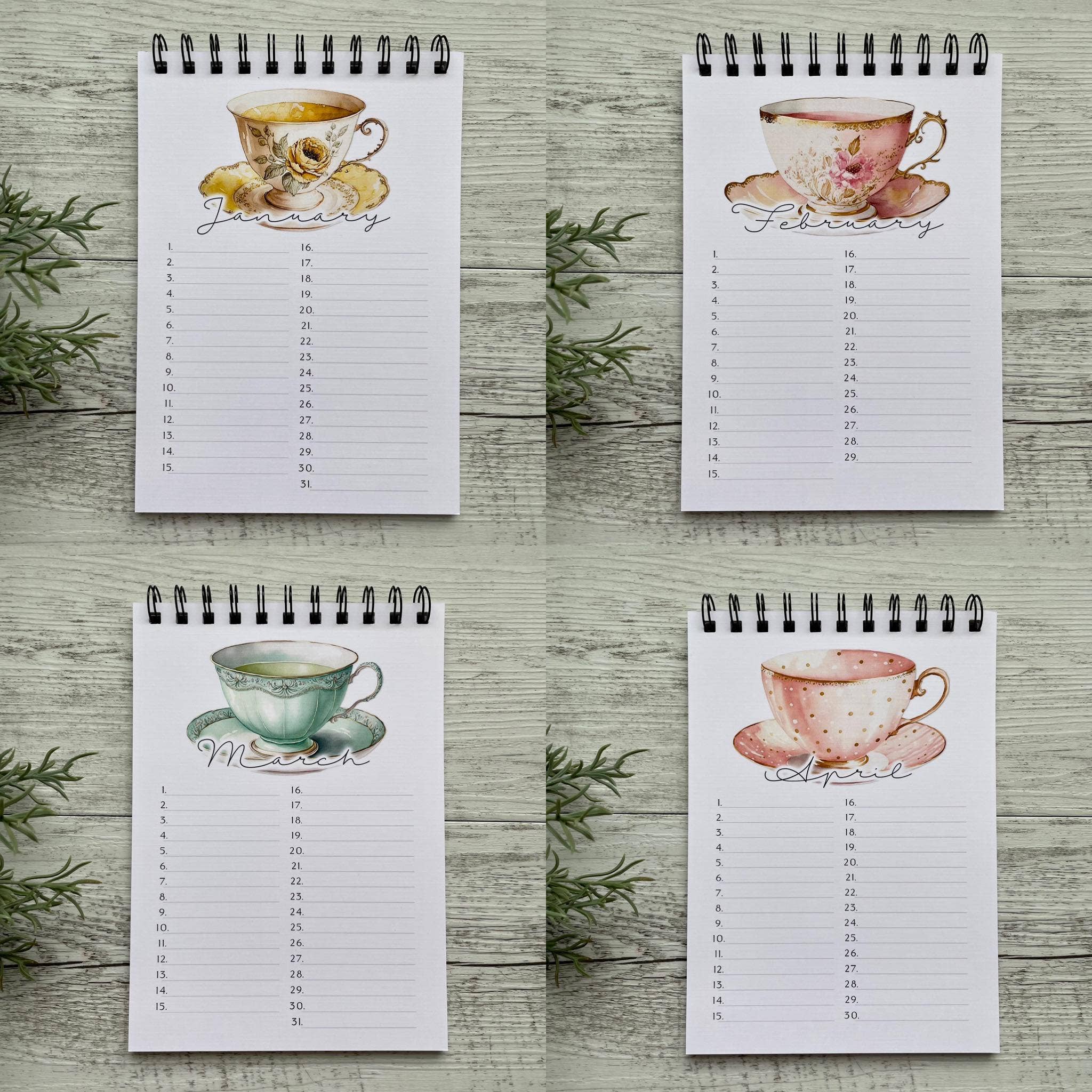 Scattered Seed Co - Wholesale Calendar - Vintage Teacups Perpetual Calendar - Birthday Record book3
