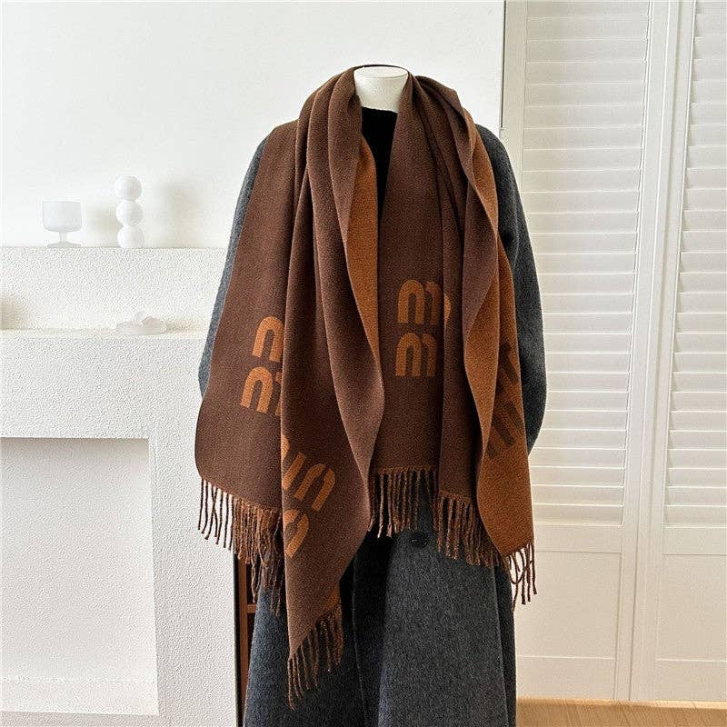 Ekartini - Wholesale Scarf - Women's - Jacquard Fringe Cashmere-Like Scarf7
