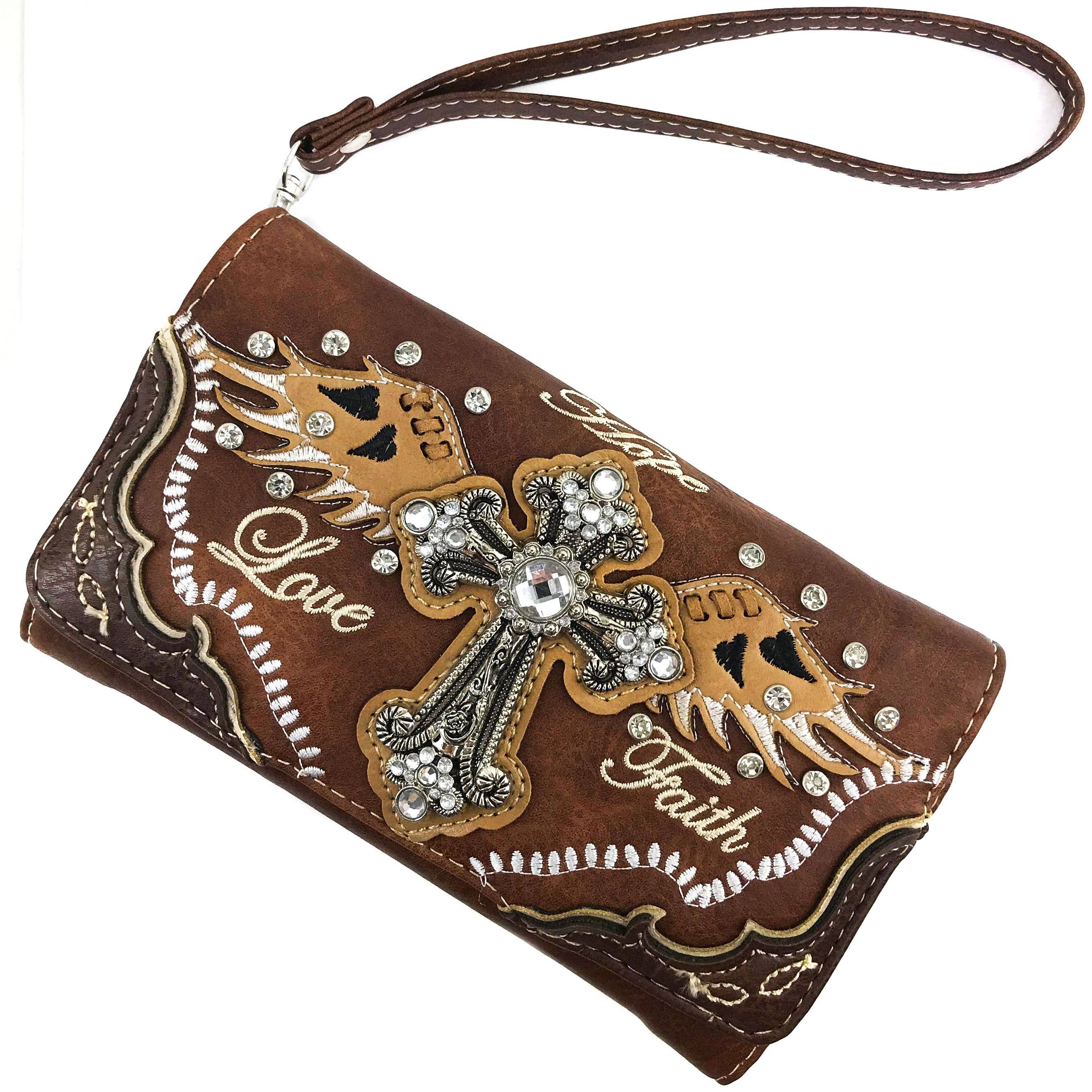 Lunar Deer – wholesale Axelväska - Dam – Hope Love Faith Cross Crossbody Wristlet Plånbok0