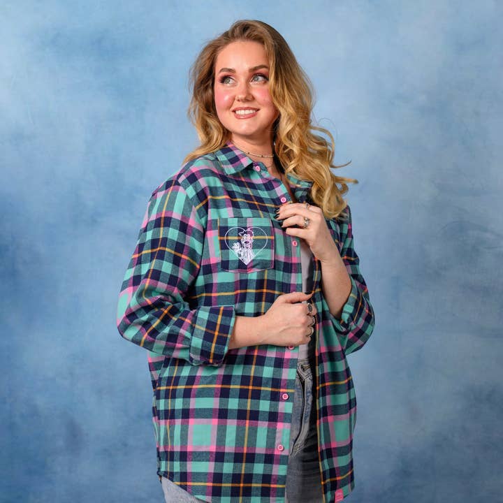 Teal Roxanne Flannel for wholesale on Faire