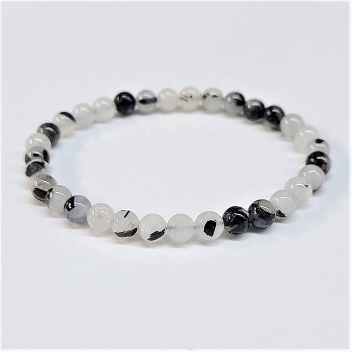 6 mm Black Rutilated Quartz Bracelet for wholesale by Best South Gems