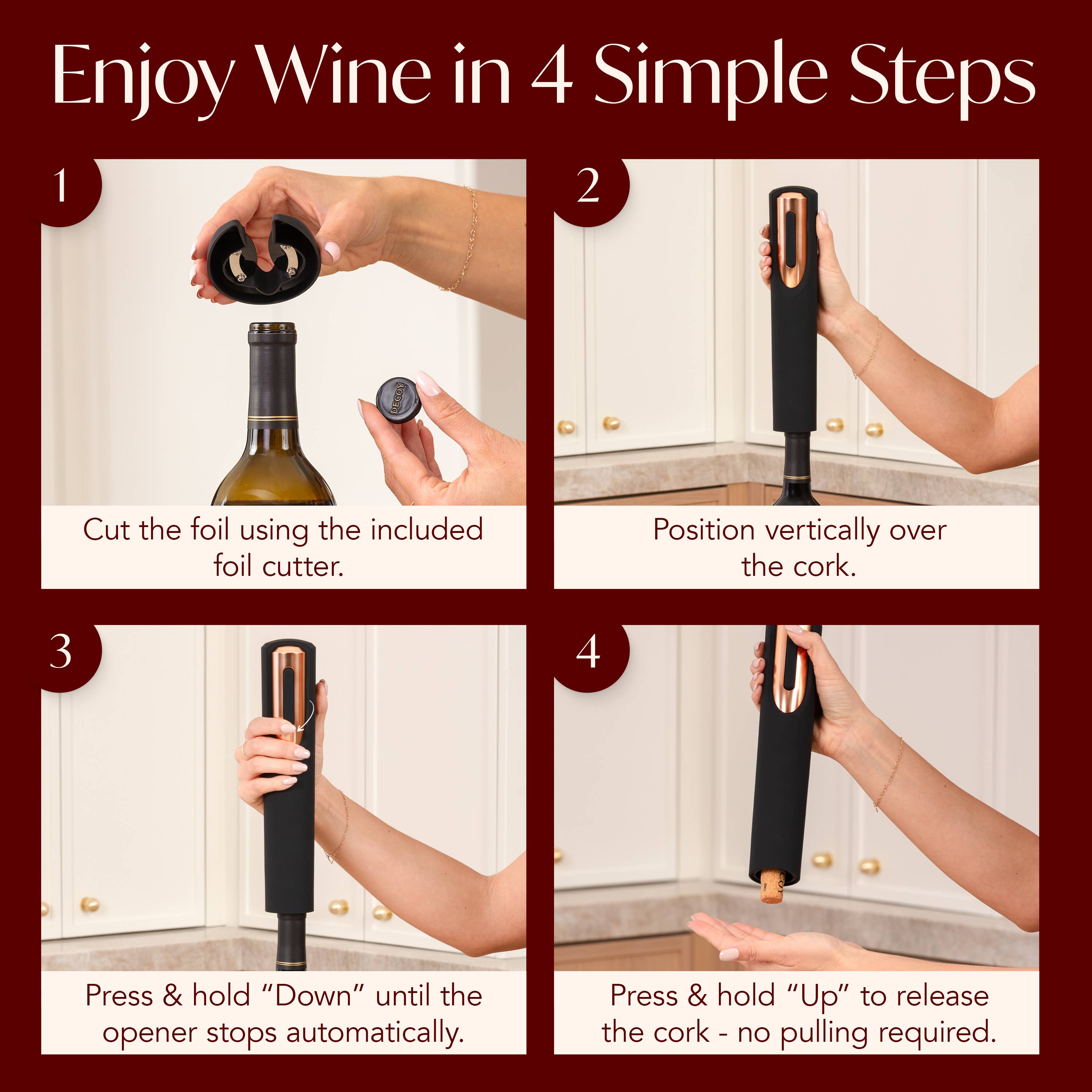 Vin Fresco - Wholesale Wine Tool Set - Vin Fresco Electric Wine Opener, Battery-Powered Corkscrew11