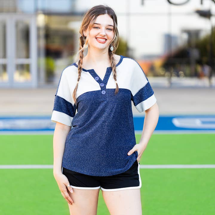 Speldag Glittrig Topp med Accentknappar för wholesale av Your Fashion Wholesale