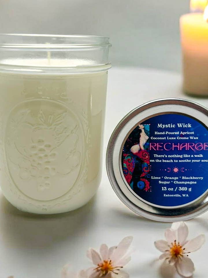 Midnight Blackberry - (Recharge) Cire d'abricot/noix de coco - Bougie en pot Mason 13 oz pour la vente par Mystic Wick LLC