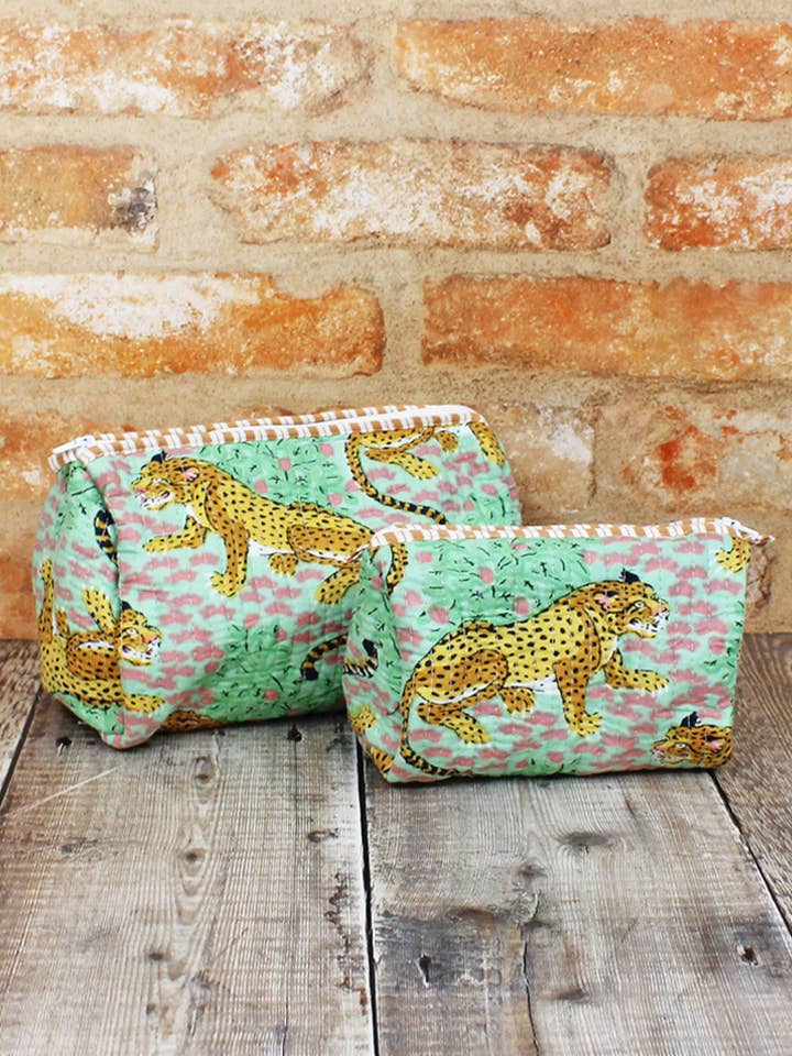 JT6503GN SET/2 GEVOERDE KATOENEN WASZAKKEN voor wholesale door Suzie Blue