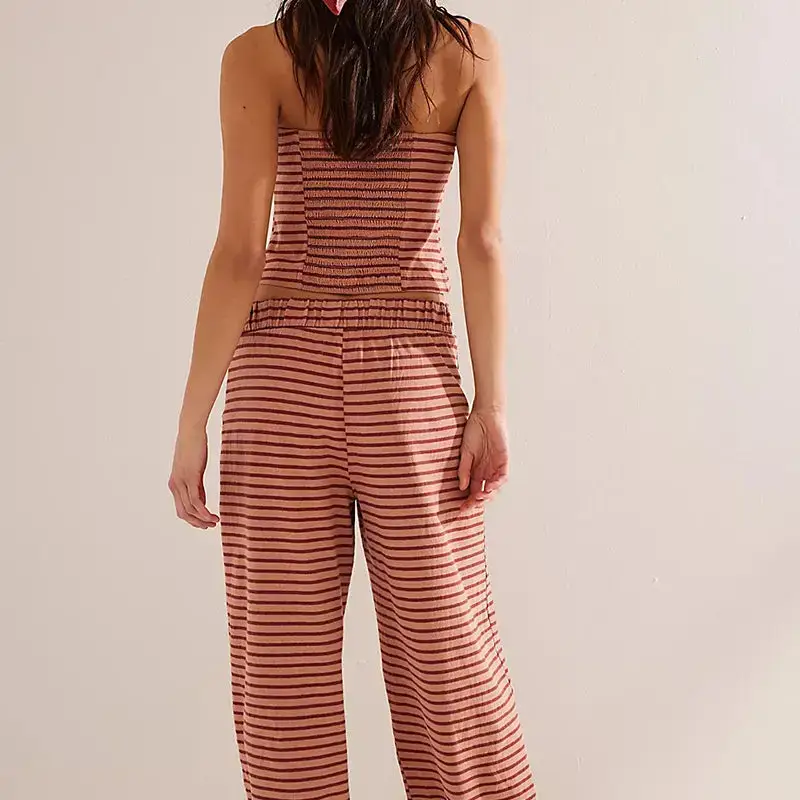 safistyle - Wholesale Lounge Set - Women's - Strapless Striped Casual Top Set23