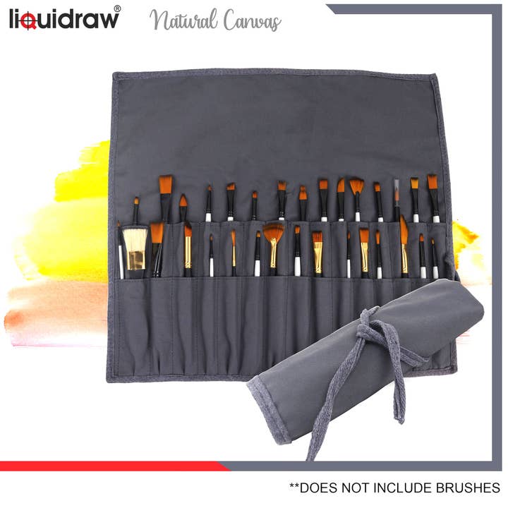 Liquidraw – wholesale Paint/wax brush – Liquidraw Paint Brush Holder 30 Pocket Roll Up Brush Bag Case Storage Pouch Make up Brush Case, Grey2