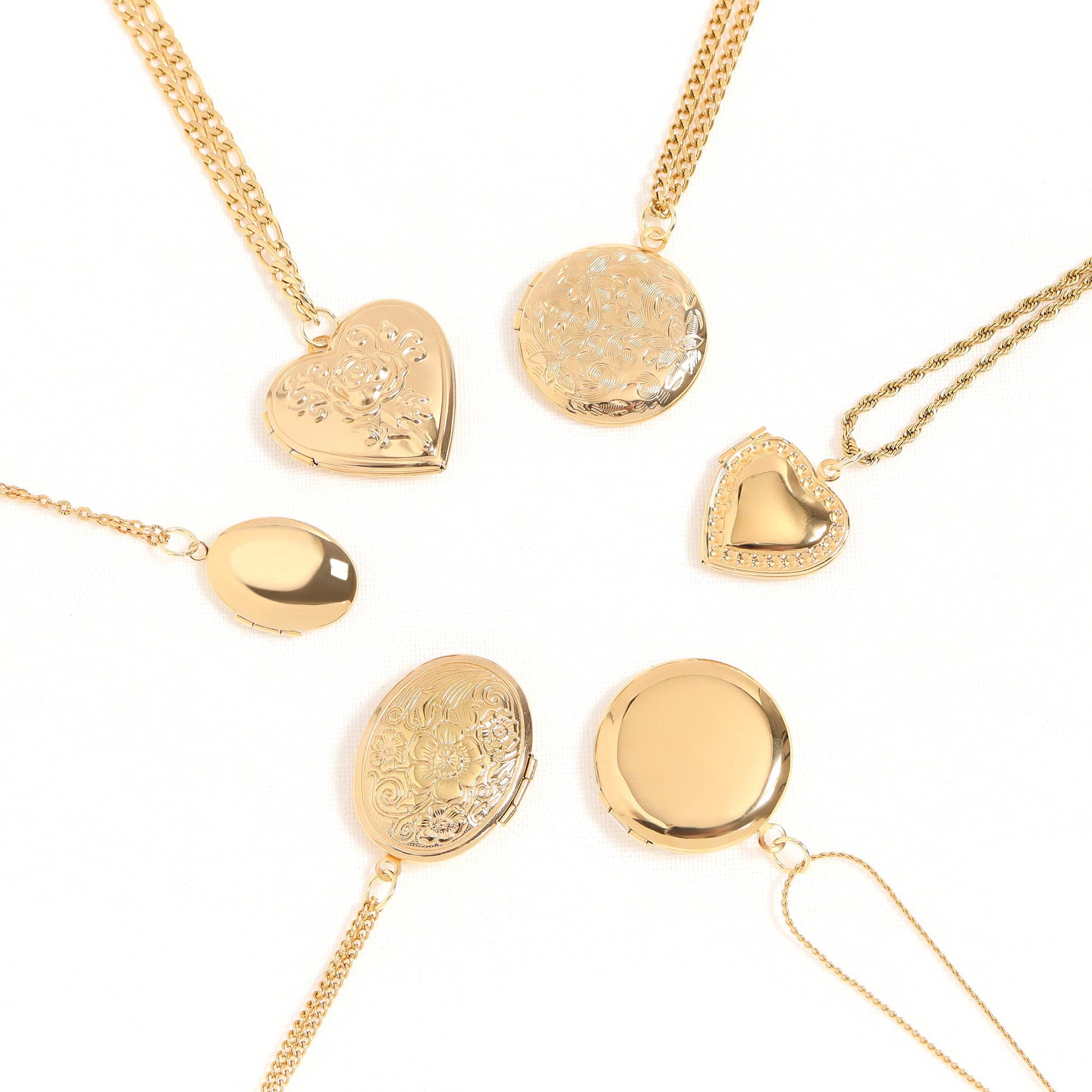 WJW - Wholesale Locket Necklace - Small - 18K Gold PVD Stainless Steel Oval Locket6