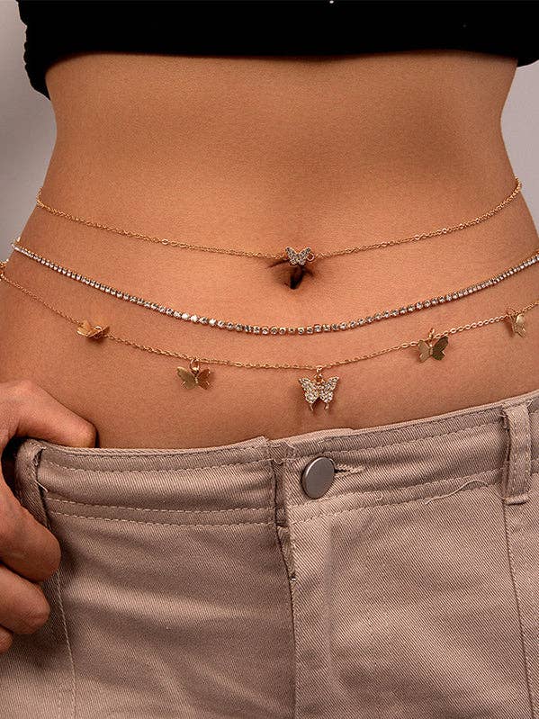 Sommerfuglformede kæder Trippellags taljekædetilbehør for engroshandel hos StyleGalX