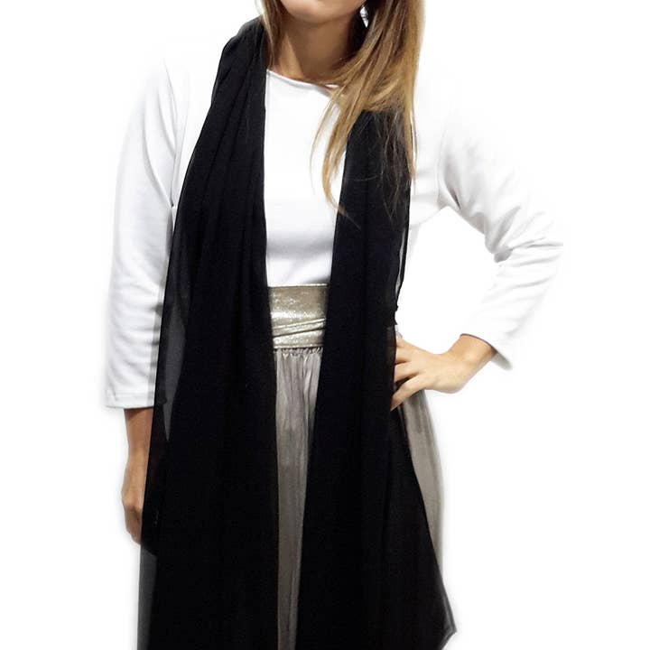 Chiffon Shawl · Black (50x200cm) for wholesale by BRANDELIA