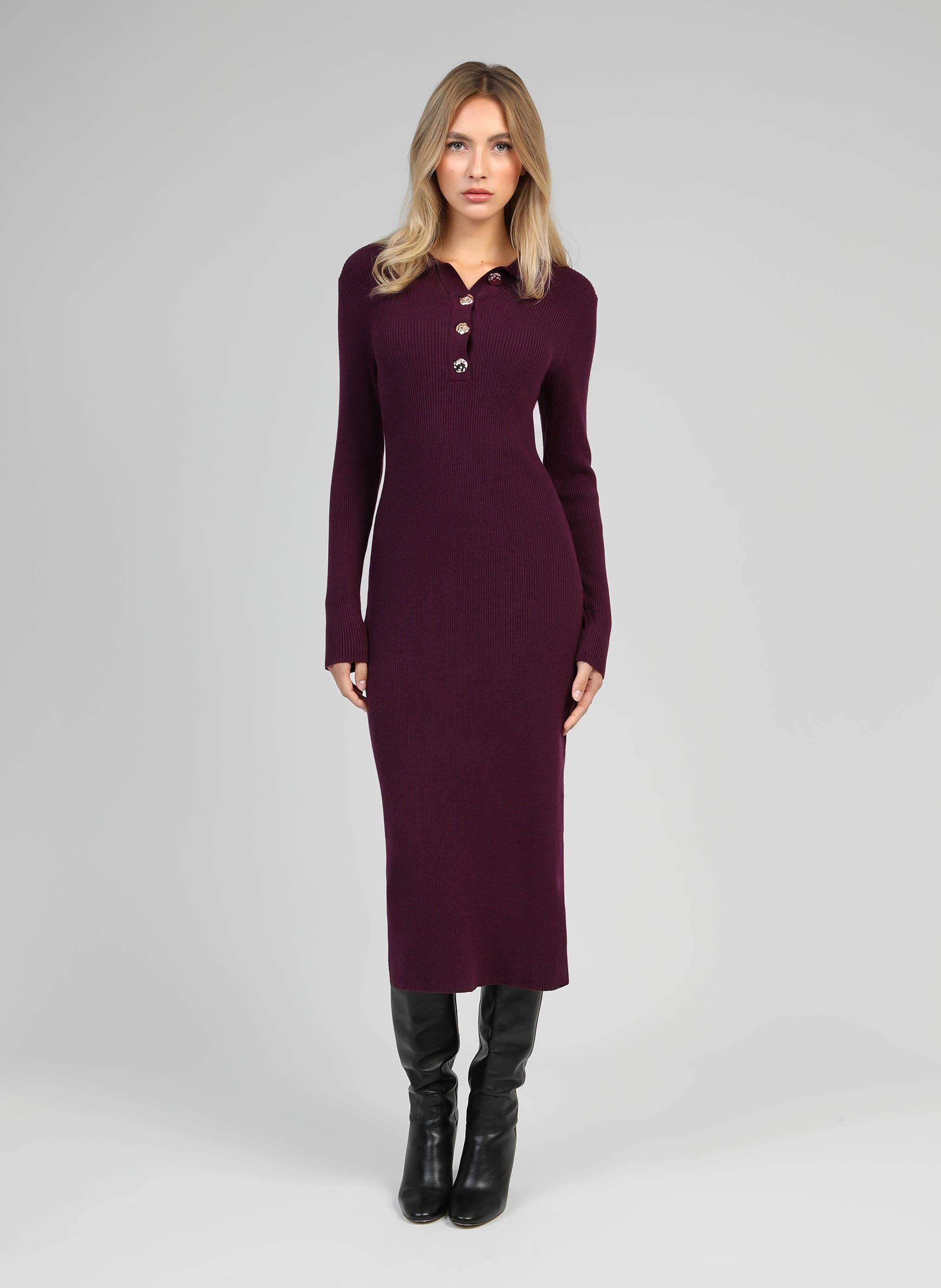 An'ge - Wholesale Dress - Women's - LONG DRESS NABOLO wine0
