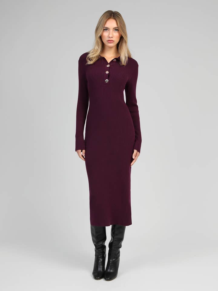 An'ge - Wholesale Dress - Women's - LONG DRESS NABOLO wine