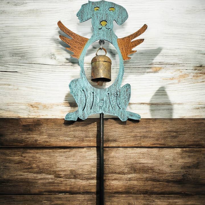 Whimsies - Wholesale Wind Chime - Dog plant stake bell Pet memorial metal dog gifts wind chime