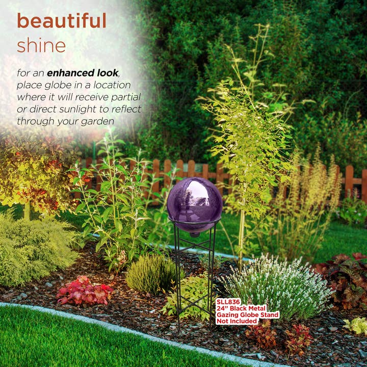 Alpine Corporation - Wholesale Outdoor Ornament/Decor - Alpine Corporation Electric Purple Glass Gazing Globe