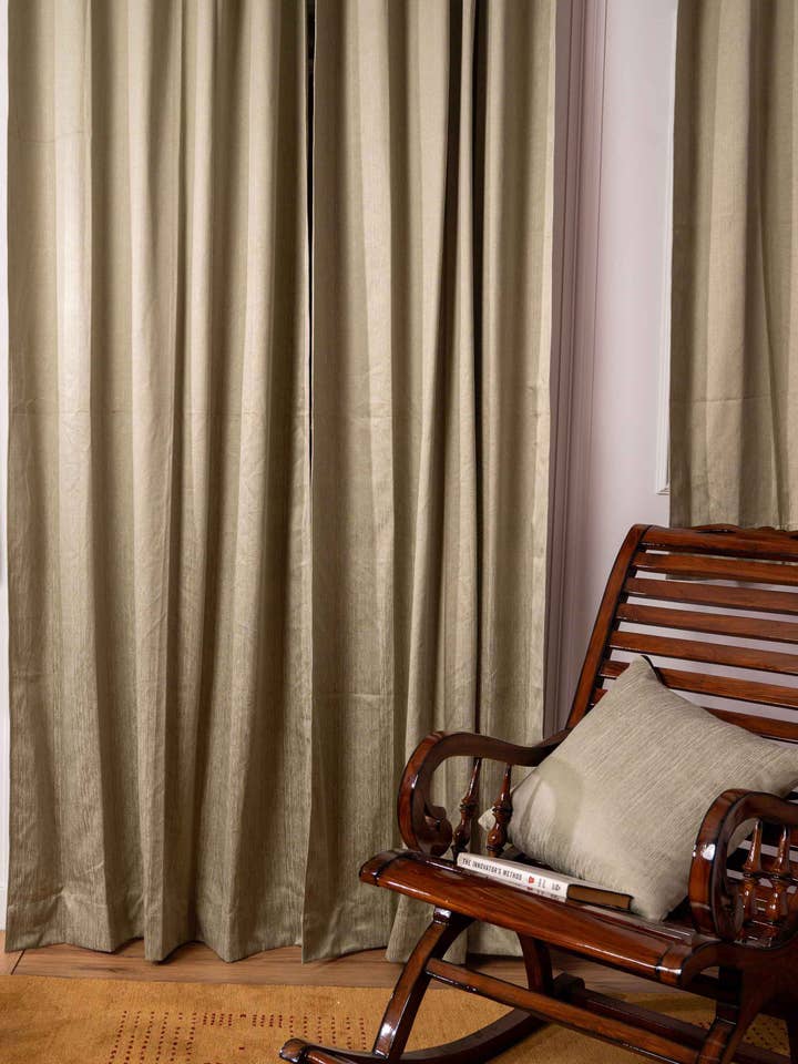 Decorative Polycotton Curtains Solid Light Green Set of 2 for wholesale by Kika Home Collections