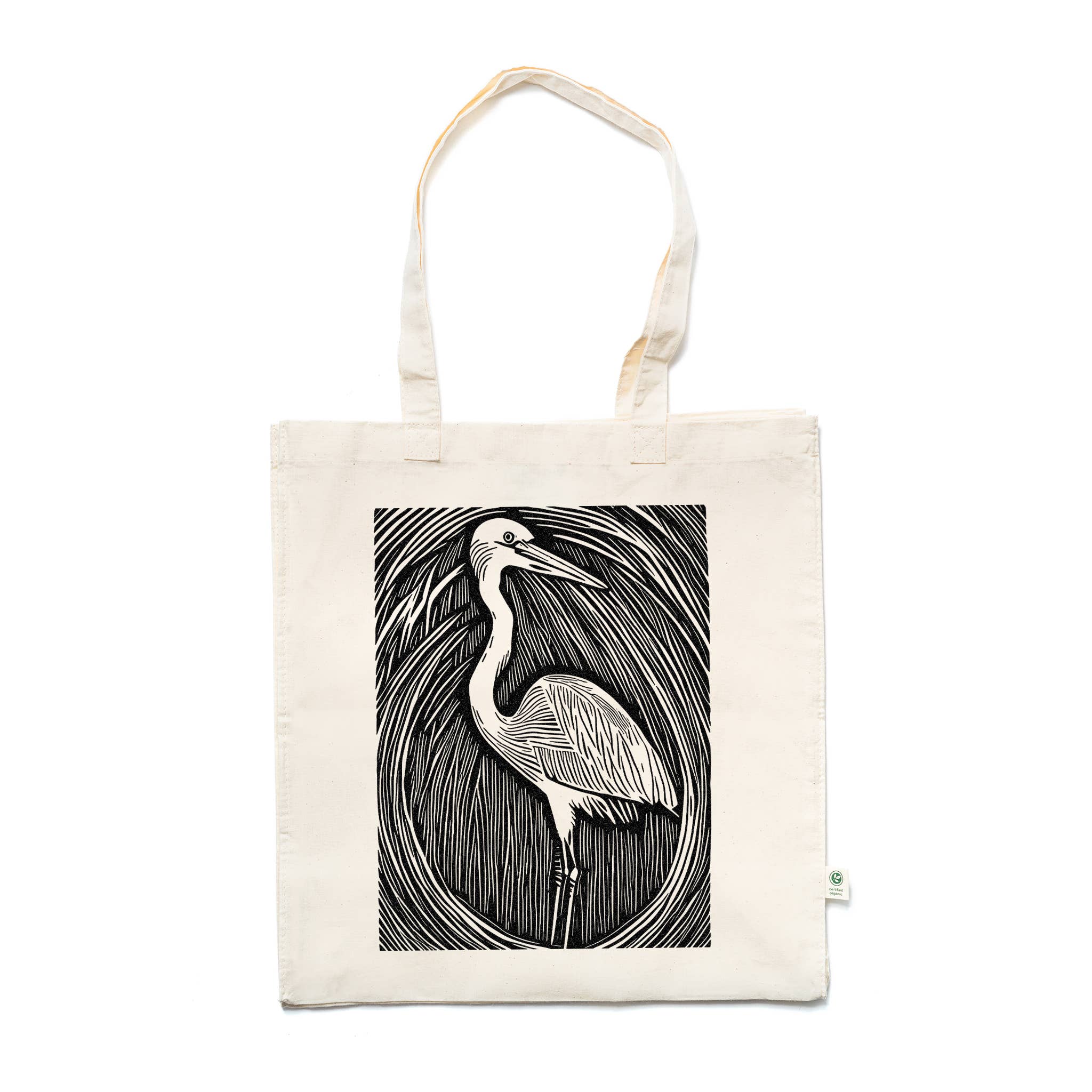 Our Wild Puget Sound - Vente Tote bag – unisexe - Sac fourre-tout en coton biologique imprimé à la main Great Blue Heron0