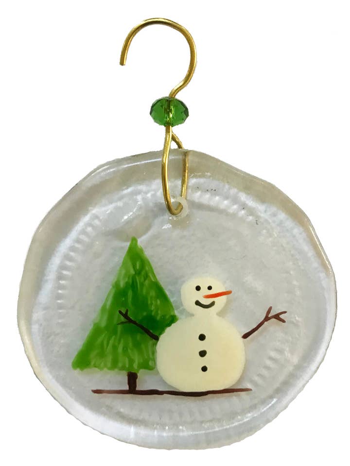 Mini Ornament - Mini Snowman & Pine Tree for wholesale by Wine Bottle Art