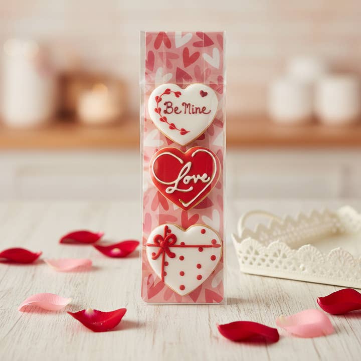 Decorated Heart Cookie Trio – Sweet Message for wholesale by Sweets Minnie