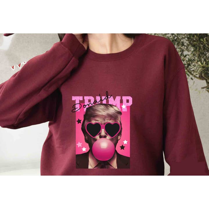 NVC Ecommerce LLC - Wholesale T-Shirt (Graphic) - Women's - Trump Bubble Gum Shirt, Trump Pink Sun Glasses Sweatshirt2
