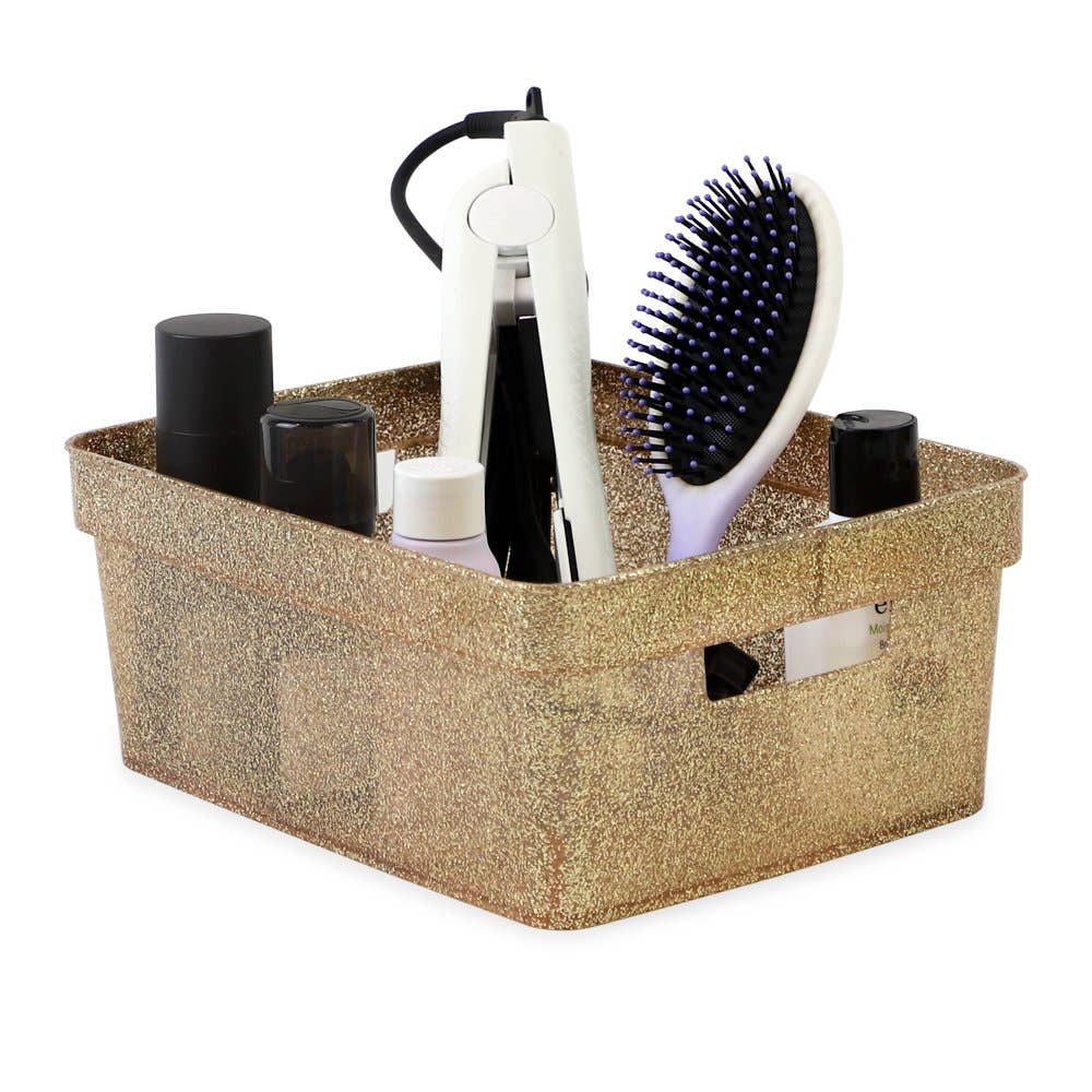 Isaac Jacobs International - Wholesale Storage Bin - Isaac Jacobs Small Glitter Storage Bin Set w/Cut-Out Handles2