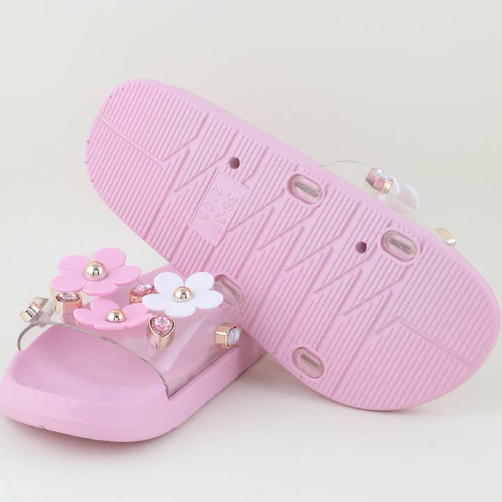 3AM BY H&D ACCESSORIES – wholesale Tofflor - Barn – BARN Rosa Juvelprydda Blomcharm Tofflor