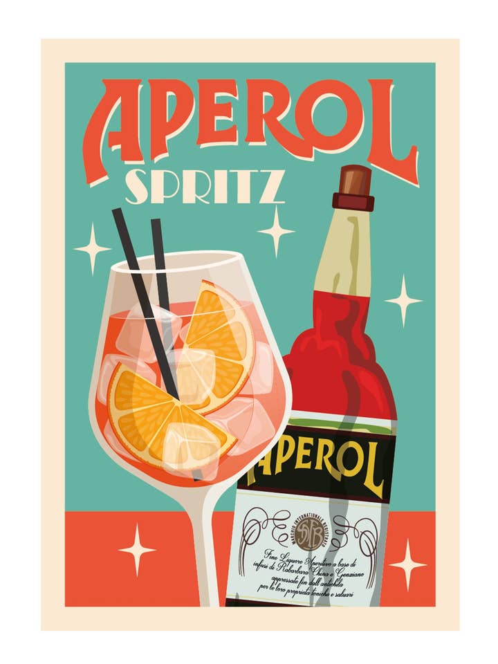 Aperol Spritz Kunst Print for engroshandel hos WallChart.Co