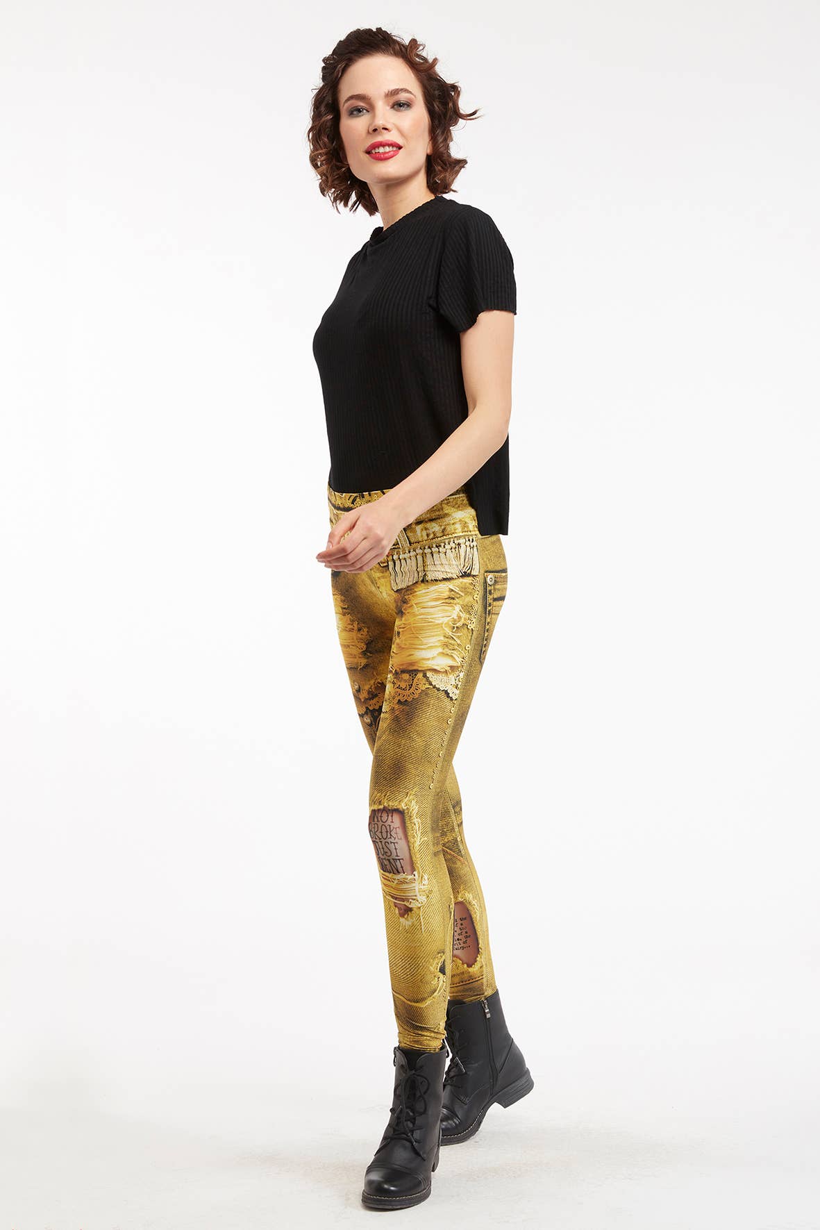 IPNG Design - Vente Legging tendance – femme - Legging à imprimé jean déchiré - Basique11
