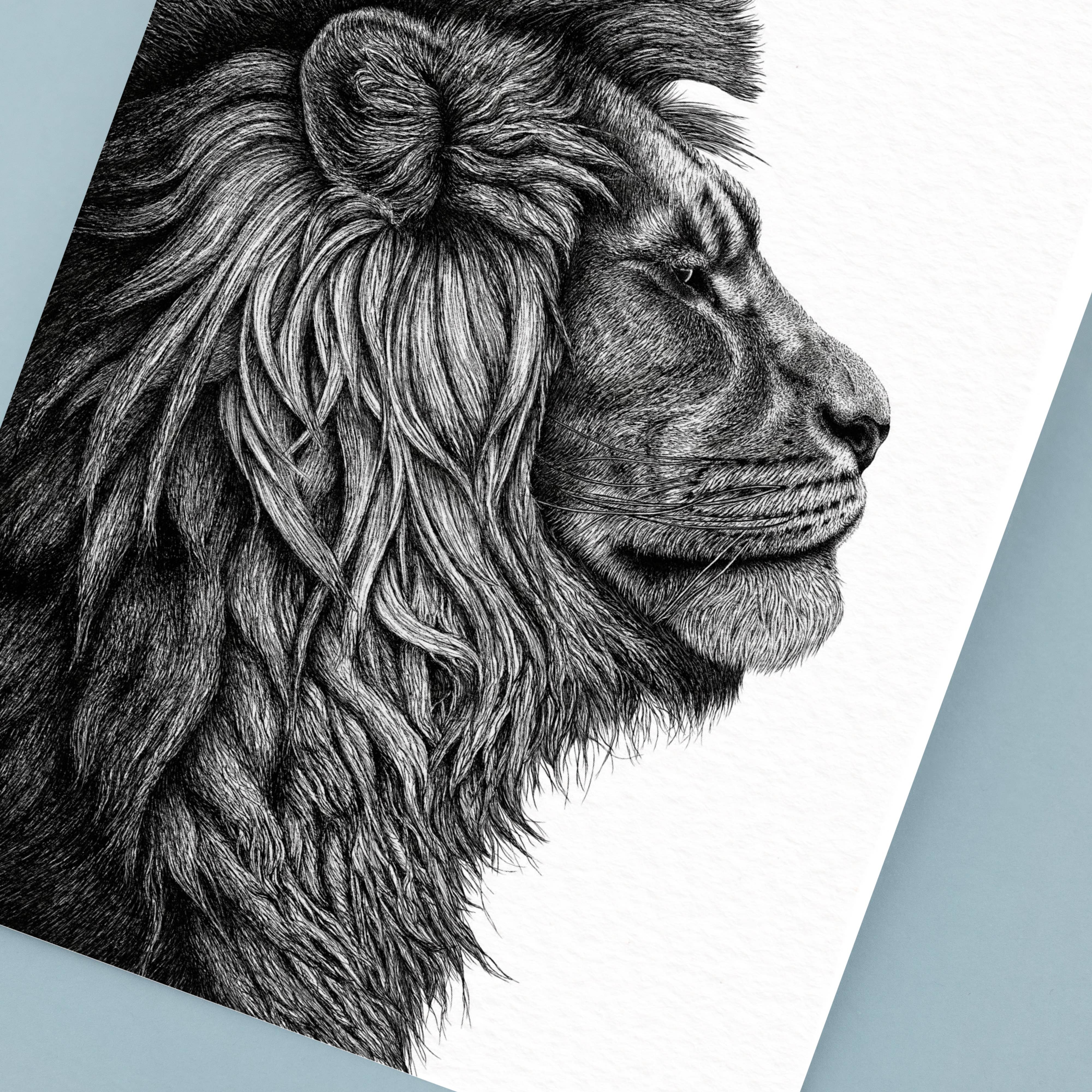 Wild Lines - Wholesale Art Print - Black and White Animal Art Print - Stylish A4 Lion Wall Art1
