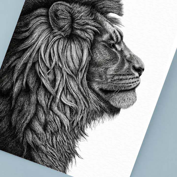 Wild Lines - Wholesale Art Print - Black and White Animal Art Print - Stylish A4 Lion Wall Art1