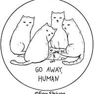 BUTTON: GO AWAY HUMAN for wholesale by Ephemera