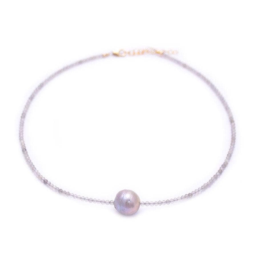 gold & gray - Wholesale Beaded/Pearl Necklace - Labradorite & Baroque Pearl Necklace1