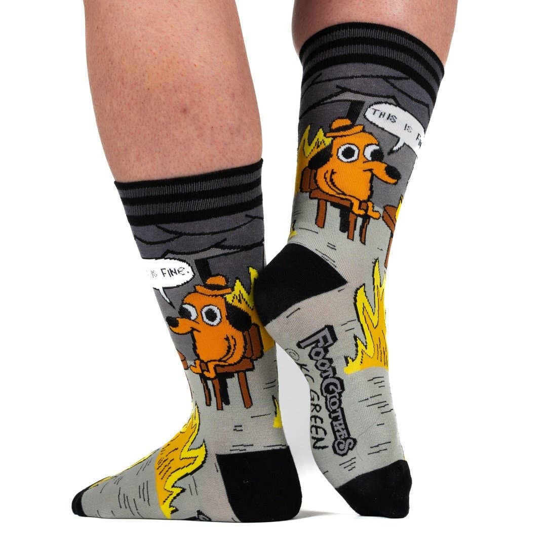 FootClothes LLC - Wholesale Socks - Unisex - This is Fine: Noir Edition Crew Socks8