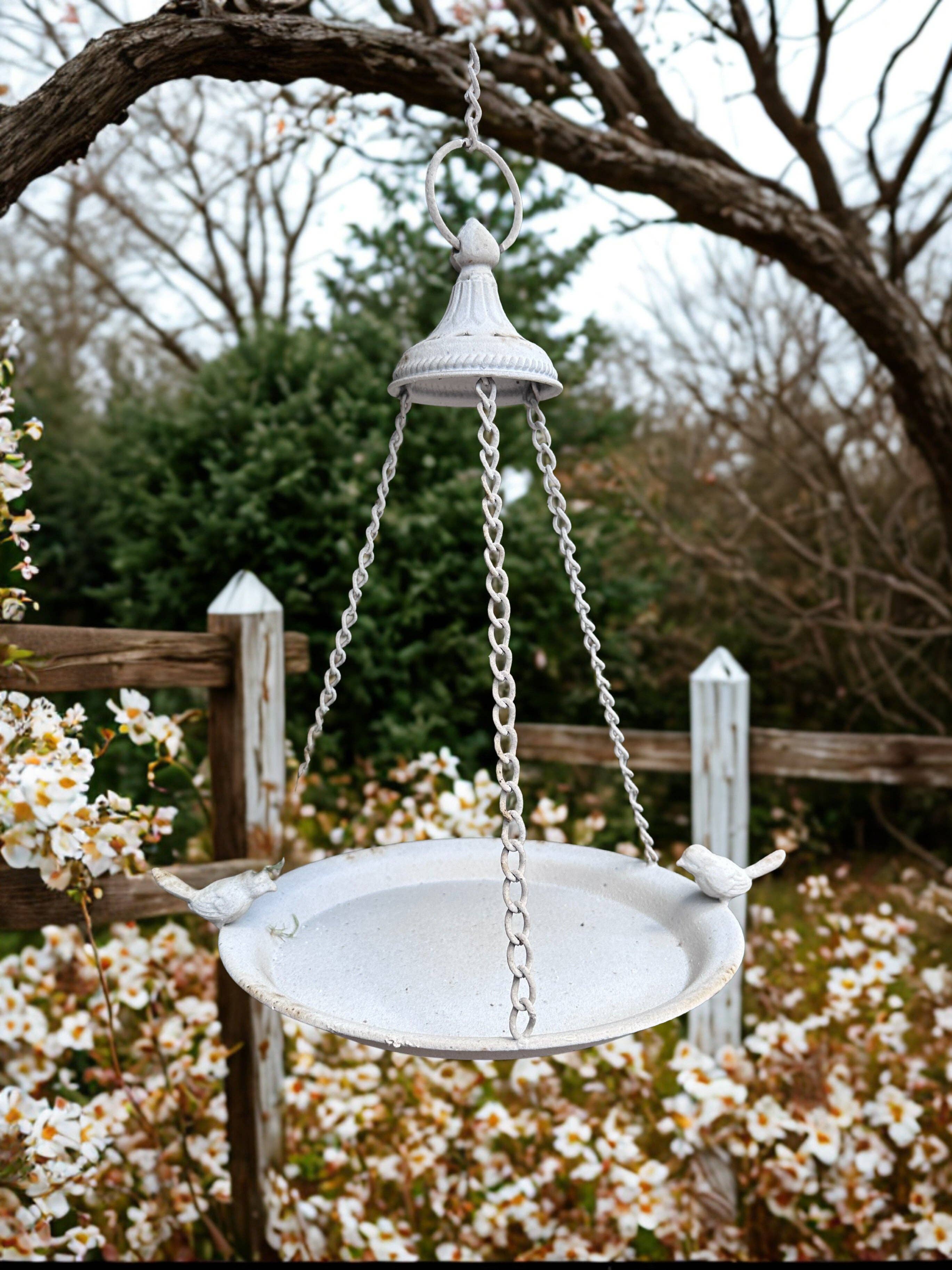 Vagabond Vintage - Wholesale Bird feeder - Distressed White Hanging Bird Feeder
