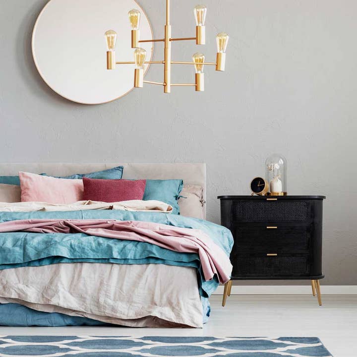 Creaciones Meng - Wholesale Bedroom Furniture - Chest of drawers in wood and grid lac black1