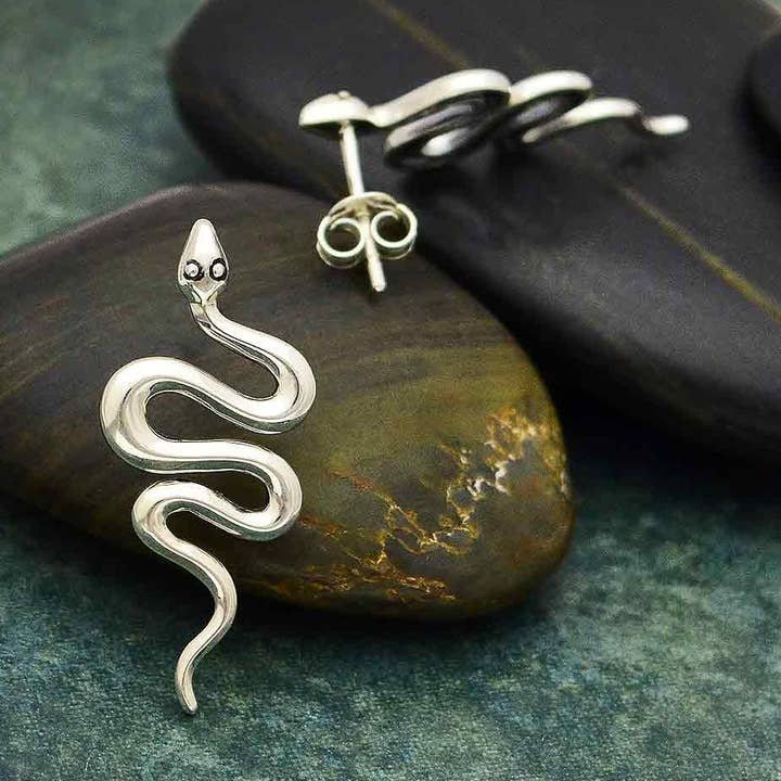 Nina Designs - Wholesale Stud/Post Earrings - Sterling Silver or Bronze Large Snake Post Earrings 28x12mm0