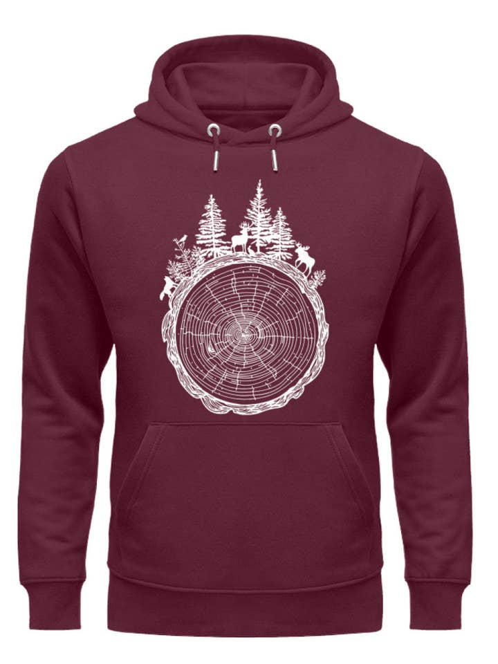 Forest on tree cross section - unisex premium organic hoodie for wholesale by Uwaldu