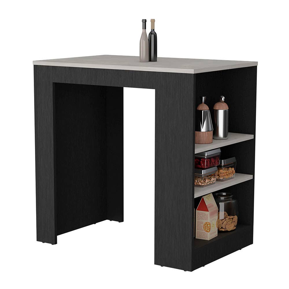 TUHOME FURNITURE – Organizador/armazenamento de cozinha por atacado – Portree Kitchen Island com prateleiras de 3 lados17