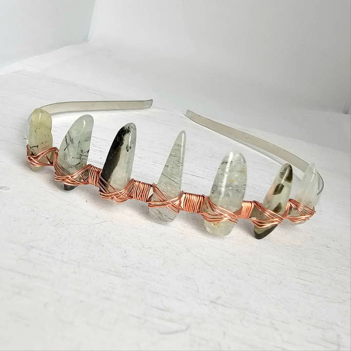 Gemstone Tiara / Crown - Green Quartz - Prehnite for wholesale by Divine Dragon Designs