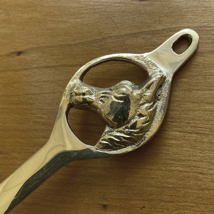 Madison Bay Co. - Historical Home Decor Reproductions - Wholesale Candle snuffer - Vintage Polished Brass Horse Head Candle Snuffer - 11-3/4"4