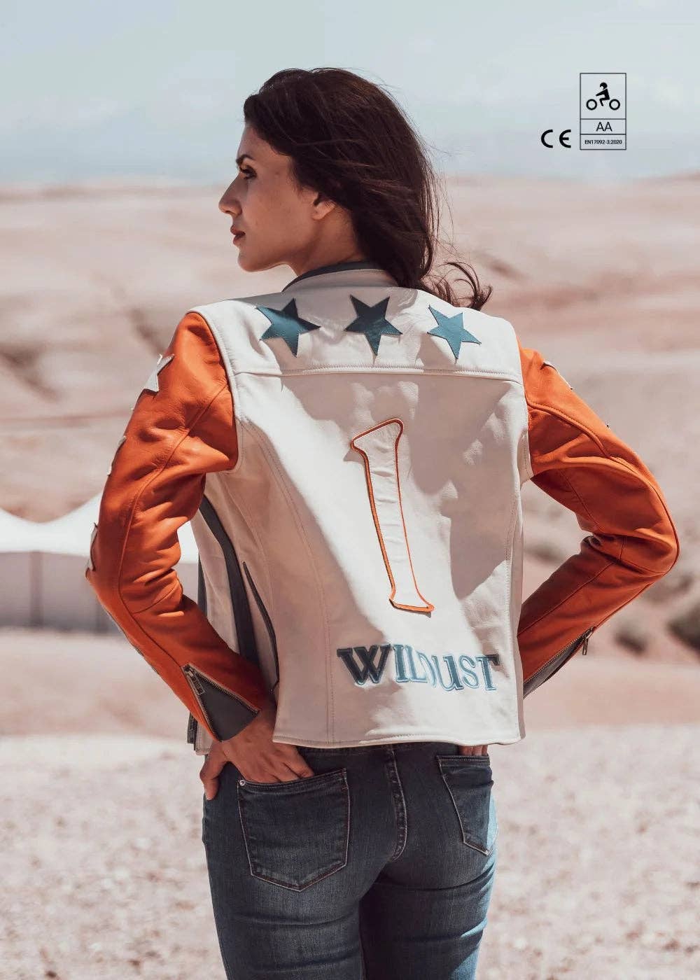 WILDUST - Wholesale Leather Jacket - Women's - STARS & STRIPES JACKET - BRICK1