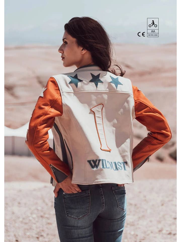 WILDUST - Wholesale Leather Jacket - Women's - STARS & STRIPES JACKET - BRICK1