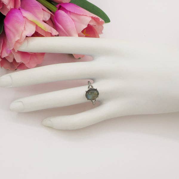NYMA ~ Natural Labradorite Adjustable Ring for wholesale on Faire1