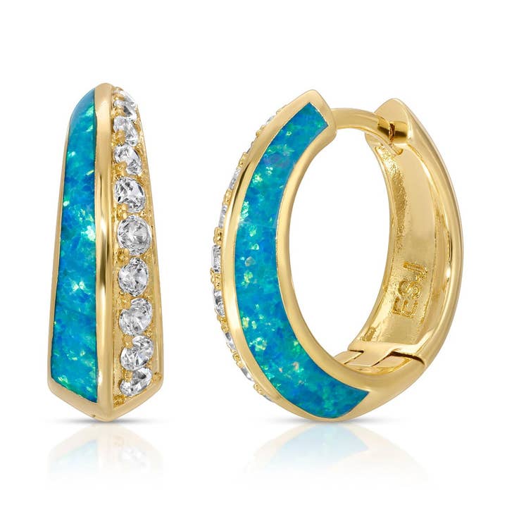 Daze Huggies - Opale bleue pour la vente par Elizabeth Stone Jewelry