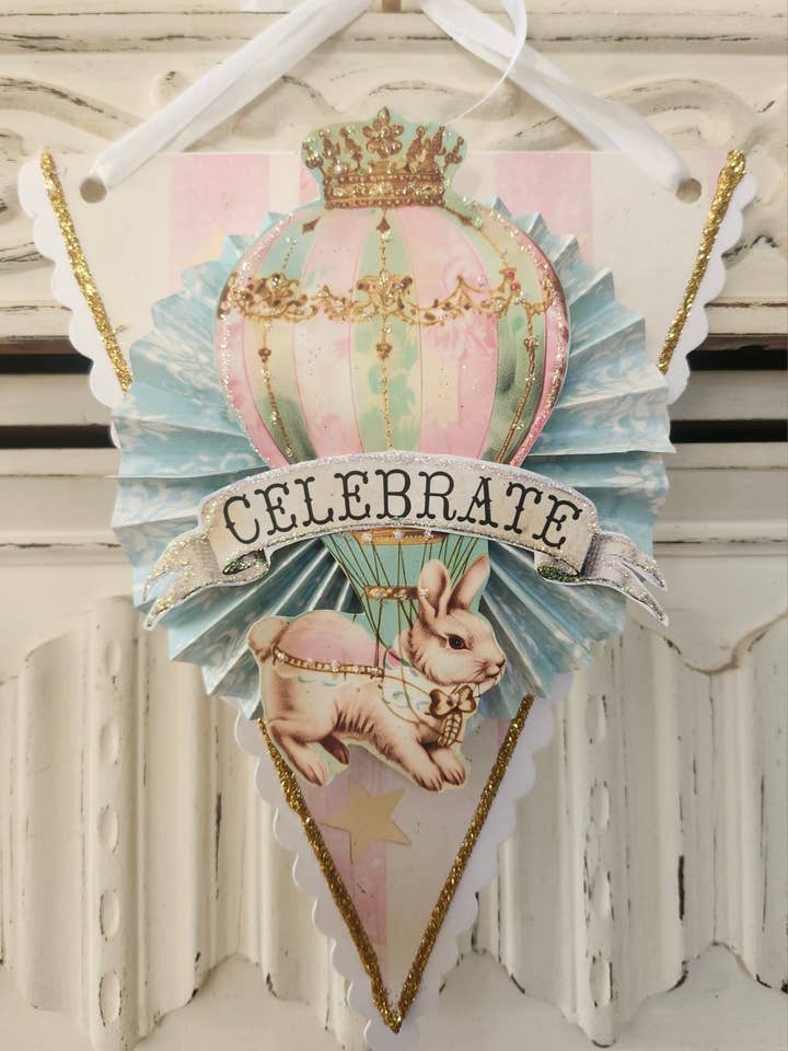 Kanin og Luftballon Hængende Dekoration Glimmer for engroshandel hos Little Heart Designs