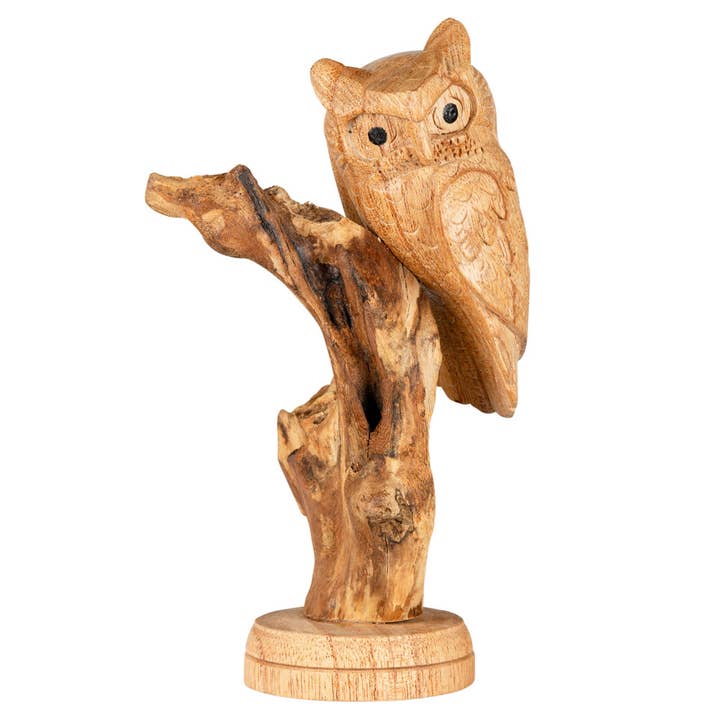Benjamin International - Wholesale Decorative Figurine - WOODEN PERCHED OWL